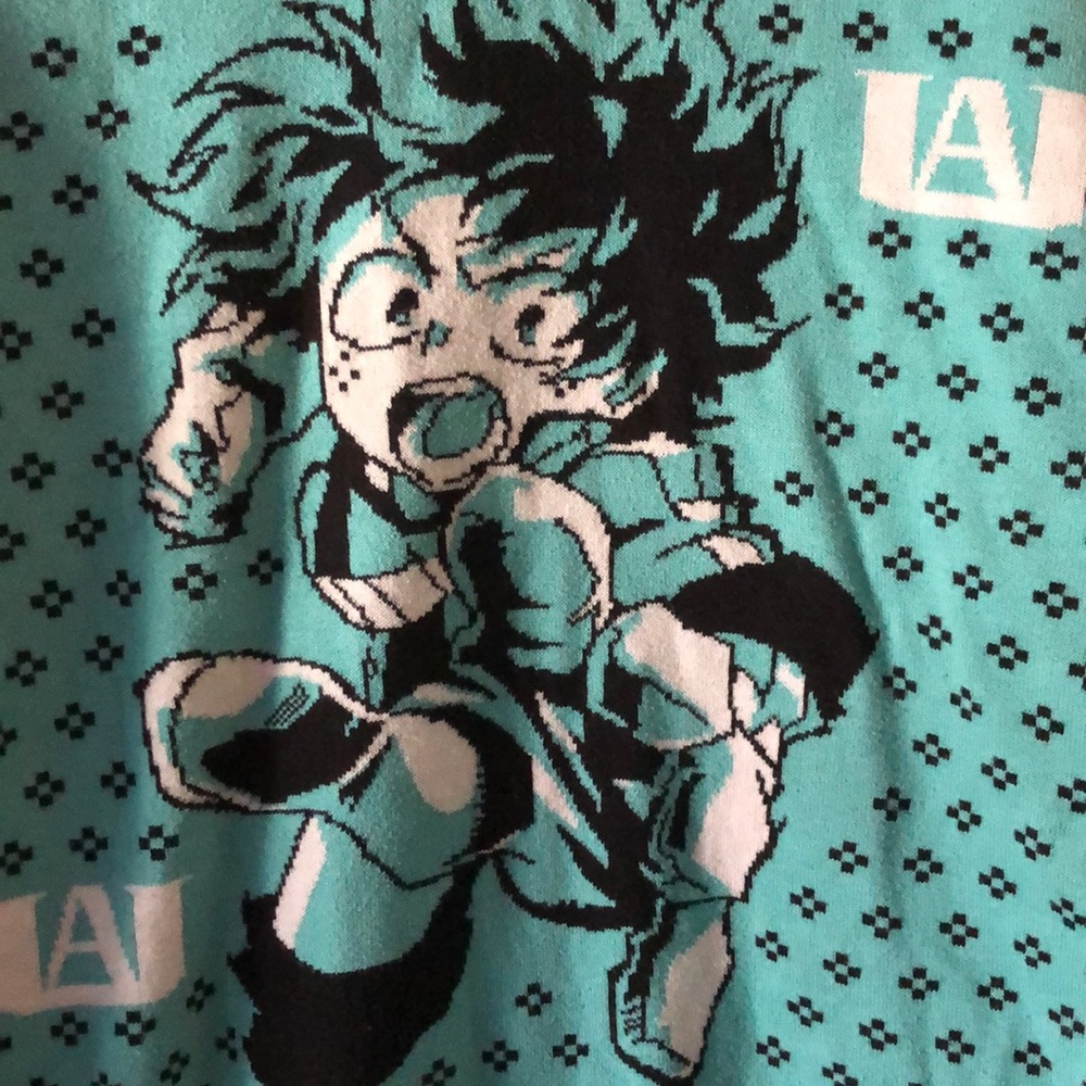 MY HERO ACADEMIA Men’s Blue Knit Sweater Size XL